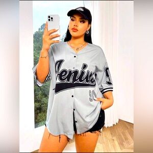 SHEIN EZwear Plus Size Letter Printed Casual Sports Shirt